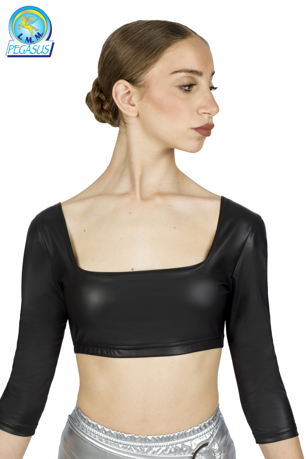 TOP LACCATO OPACO SCOLLO QUADRATO TRE QUARTI DONNA